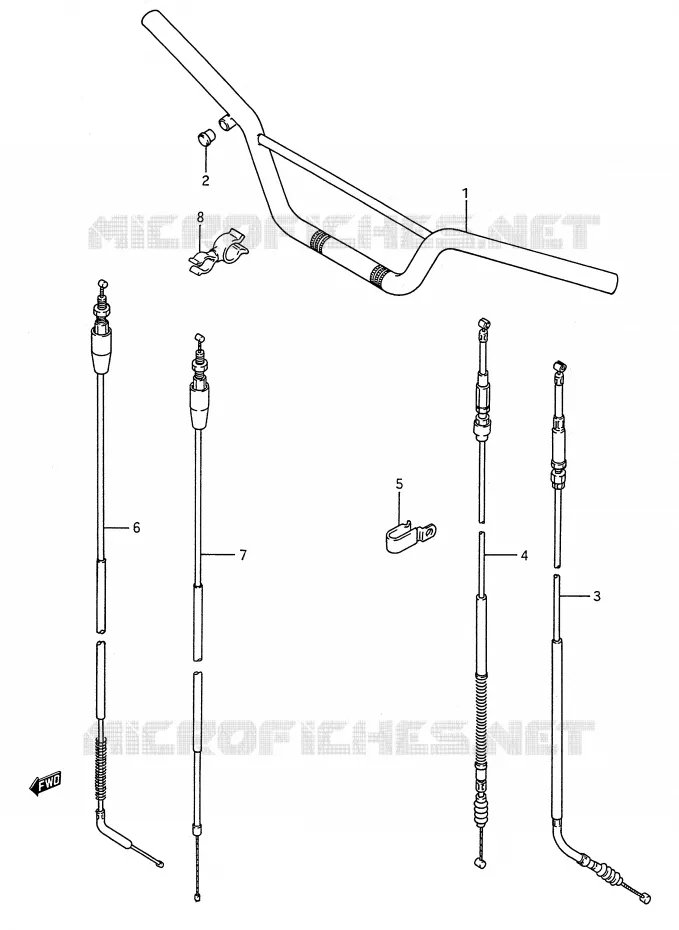 GUIDON - CABLES Suzuki MOTO 80 RM 1994  RM80R(E28)