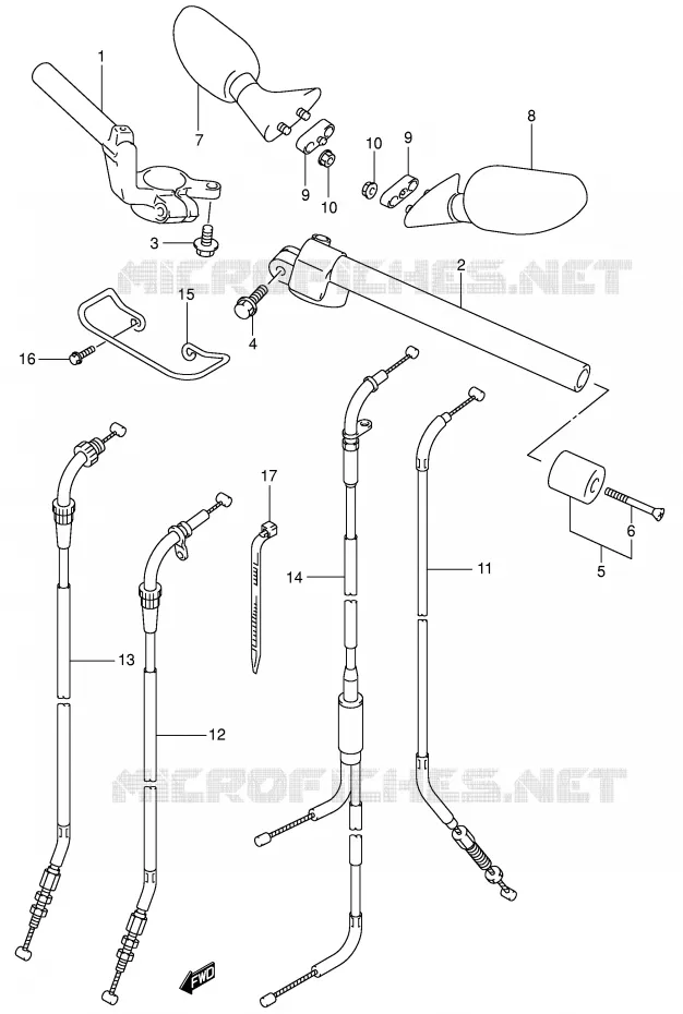GUIDON (SV650SX/SY/SK1/SK2) Suzuki MOTO 650 SV 2002  SV650UK2(E2)