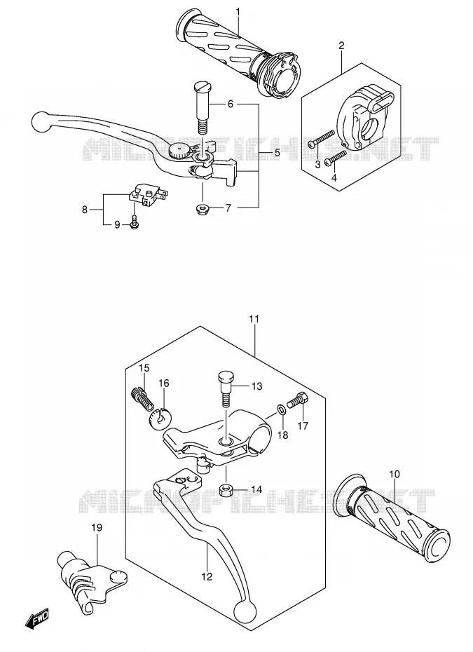 LEVIERS - POIGNEES (MODEL K3/K4/K5/K6) Suzuki MOTO 650 SV-S 2005  SV650SUK5(E2)