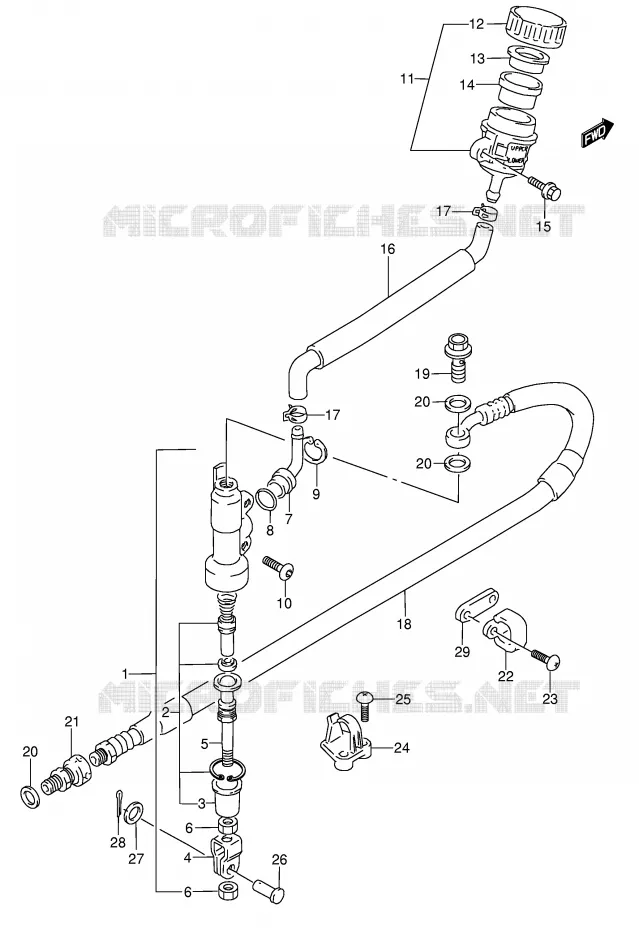 MAITRE CYLINDRE ARRIERE (MODELE K) Suzuki MOTO 250 RMX 1996  RMX250T(E1)