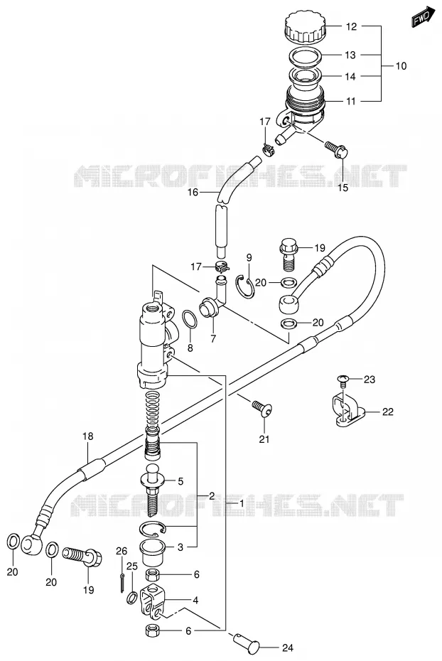 MAITRE CYLINDRE ARRIERE (MODELE K3) Suzuki MOTO 125 RM 2004  RM125K4