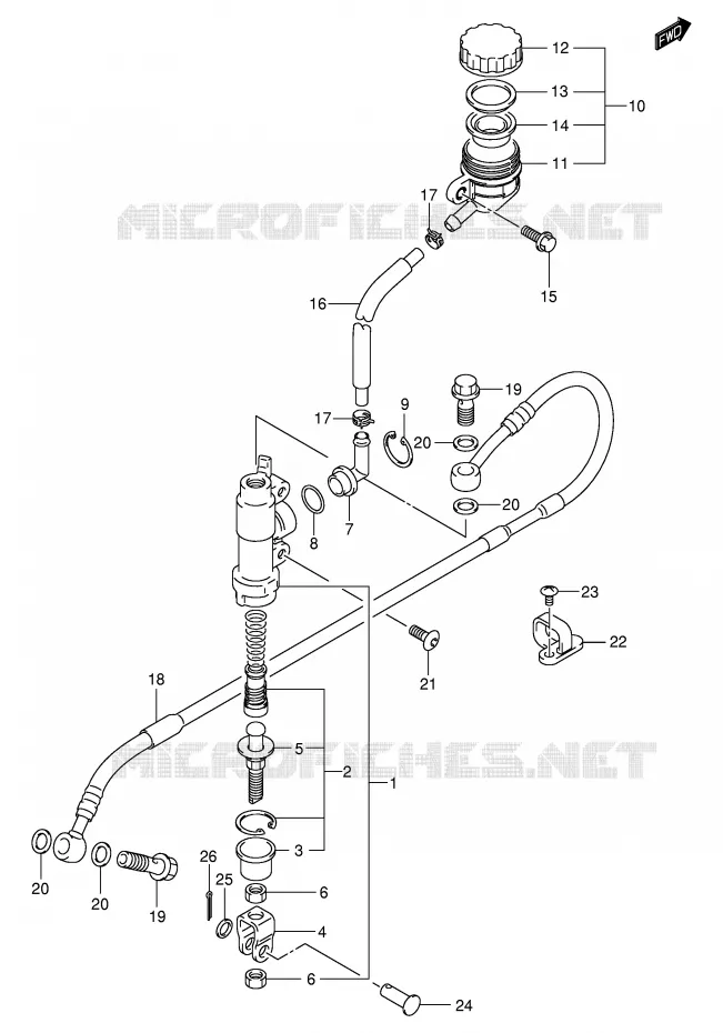 MAITRE CYLINDRE ARRIERE (MODELE K3) Suzuki MOTO 250 RM 2004  RM250K4(E3/E28)