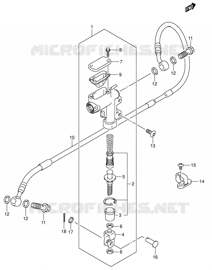 MAITRE CYLINDRE ARRIERE (MODELE K4) Suzuki MOTO 125 RM 2003  RM125K3(E3/E28)