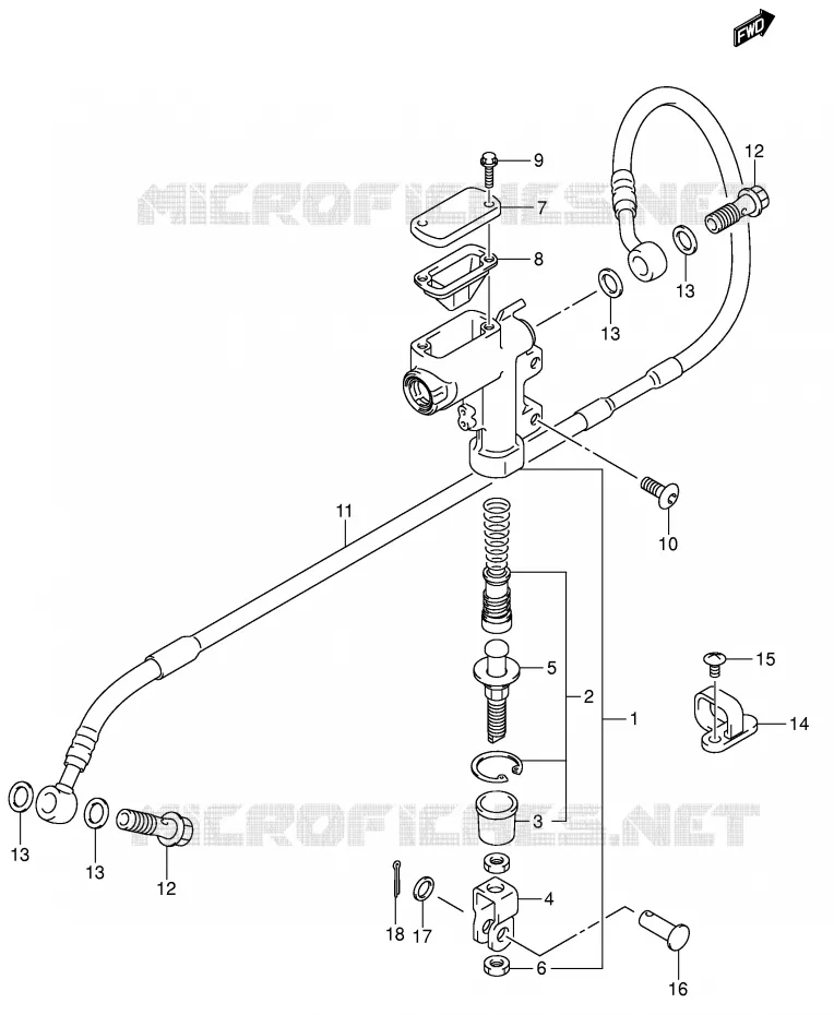 MAITRE CYLINDRE ARRIERE (MODELE K4) Suzuki MOTO 250 RM 2003  RM250K3(E3/E28)