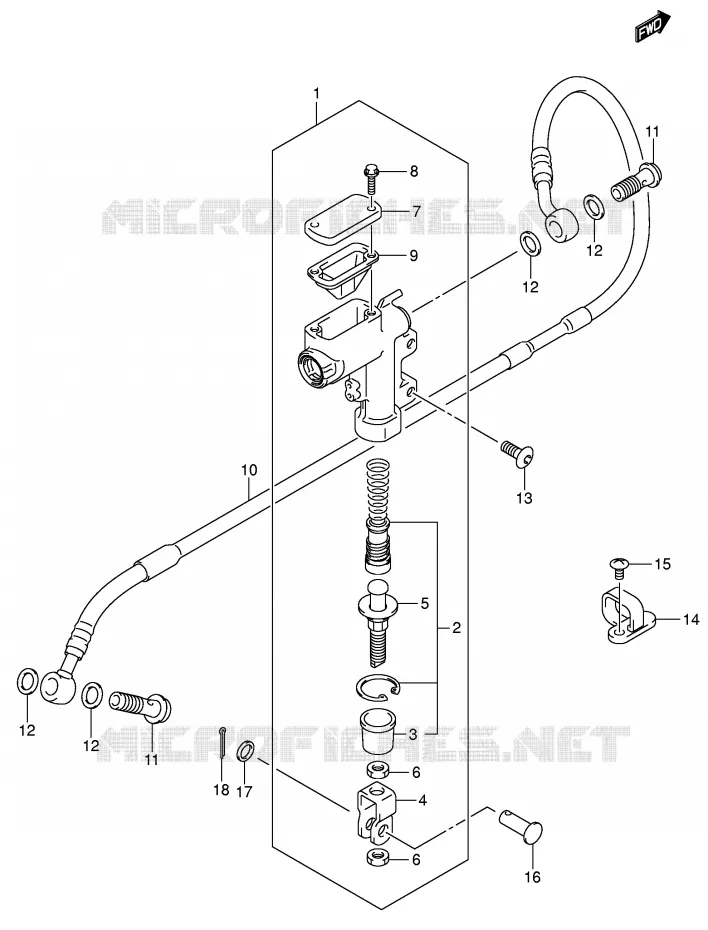 MAITRE CYLINDRE ARRIERE (MODELE K5/K6) Suzuki MOTO 125 RM 2003  RM125K3