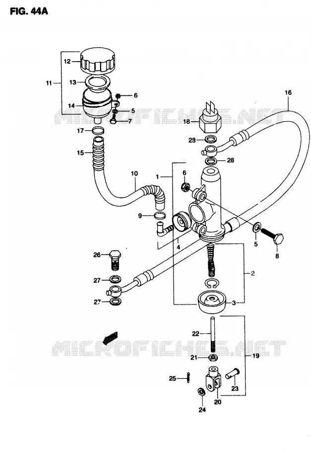 MAITRE CYLINDRE ARRIERE (MODELE V) Suzuki MOTO 50 RMX 1997  RMX50V(T/V)