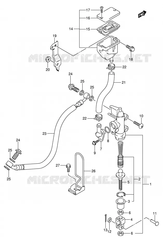 MAITRE CYLINDRE ARRIERE (SV1000SK3/S1K3/S2K3) Suzuki MOTO 1000 SV-S 2003  SV1000S2K3(E2)