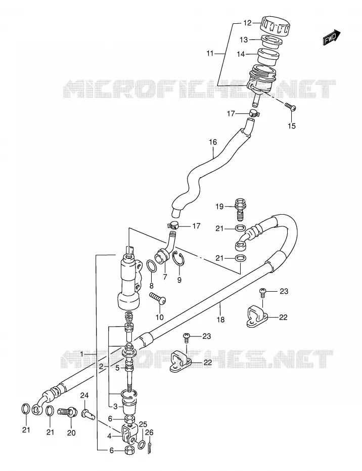 MAITRE CYLINDRE ARRIERE Suzuki MOTO 250 DR-Z 2001  DR-Z250K1(E3/E28)