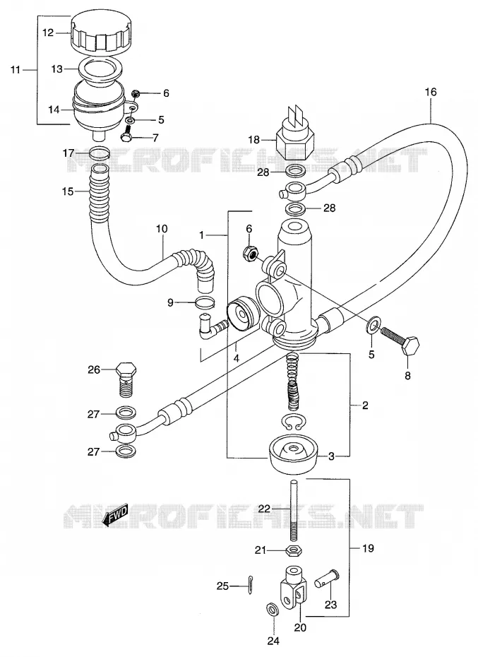 MAITRE CYLINDRE ARRIERE Suzuki MOTO 50 RMX 2000  RMX50Y