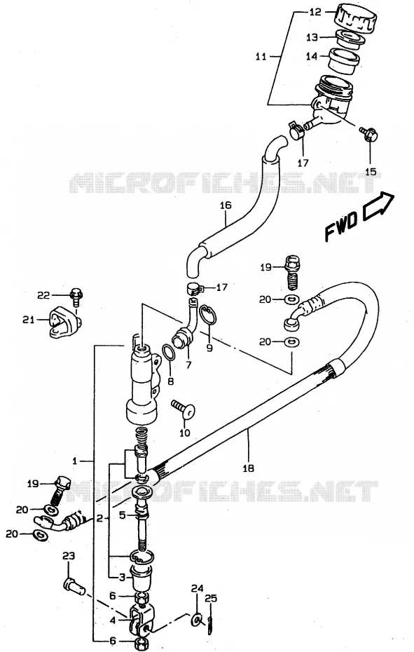 MAITRE CYLINDRE ARRIERE Suzuki MOTO 80 RM 1999  RM80XX(T/V/W)
