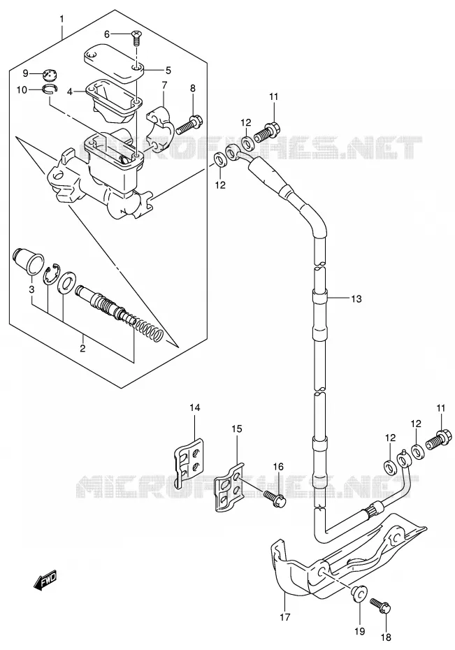 MAITRE CYLINDRE AVANT (MODELE K1/K2/K3) Suzuki MOTO 250 RM 2004  RM250K4(E3/E28)