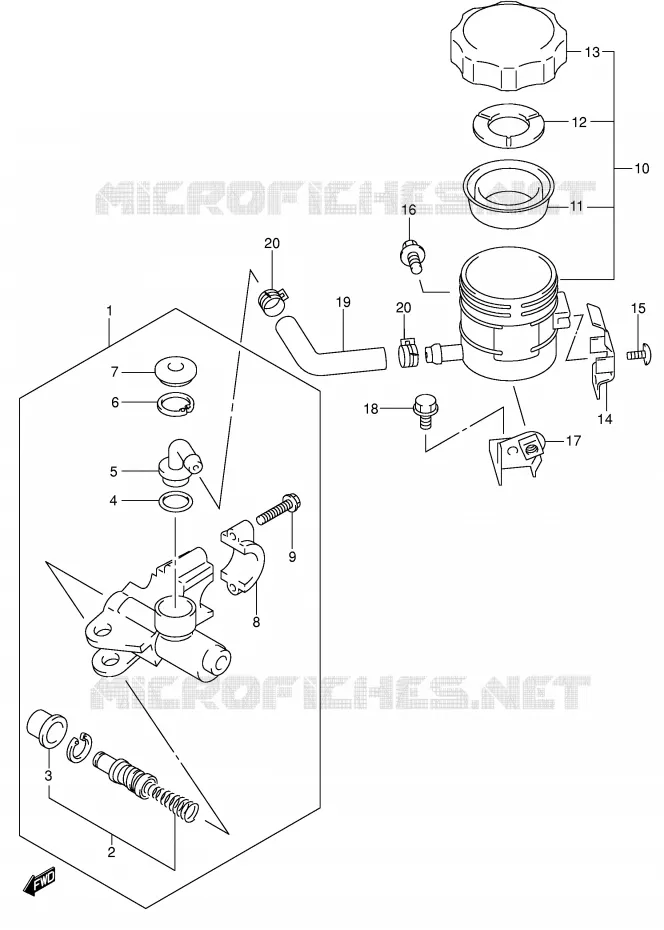 MAITRE CYLINDRE AVANT (SV650SX/SUX/SY/SUY/SK1/SK2/SUK2) Suzuki MOTO 650 SV-S 2002  SV650SK2(E2)