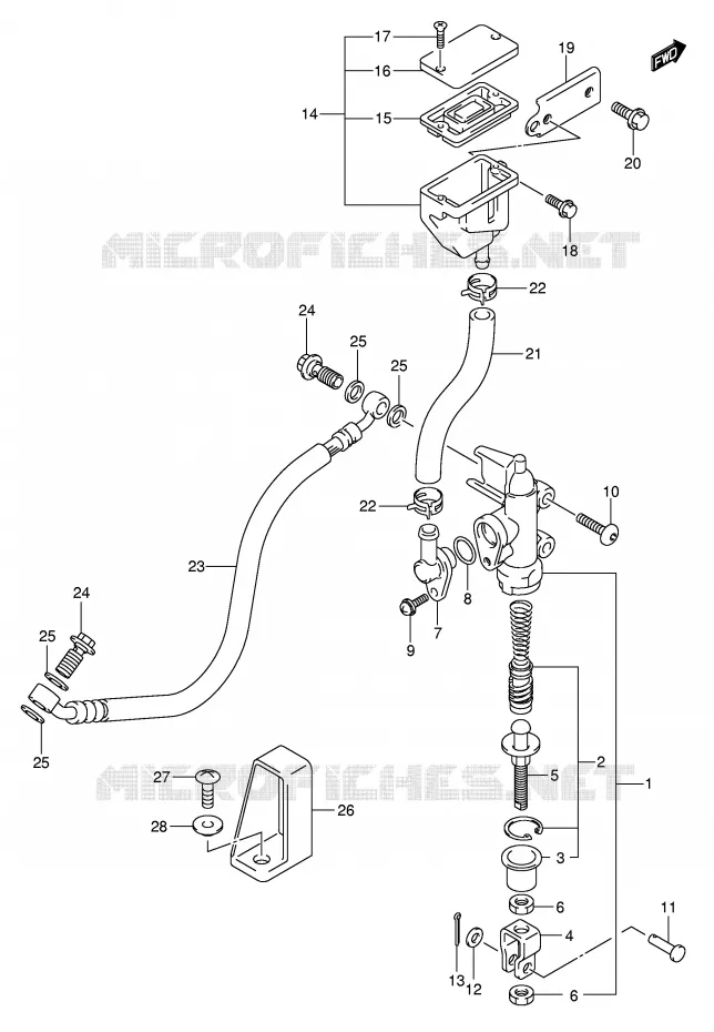 MAITRE CYLINDRE DE FREIN ARRIERE (SV1000K5/U1K5/U2K5/SK5/S1K5/S2K5) Suzuki MOTO 1000 SV 2003  SV1000K3(E2)