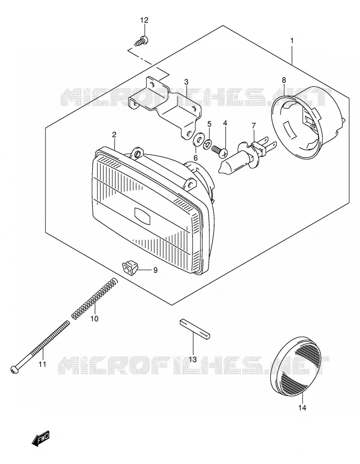 PHARE (MODELE K1) Suzuki MOTO 250 DR-Z 2003  DR-Z250K3(E3/E28)