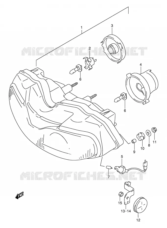 PHARE (MODELE V E4,E18,E22,E25,E34,E39,P37) Suzuki MOTO 1000 TL-S 2001  TL1000SK1(E2)