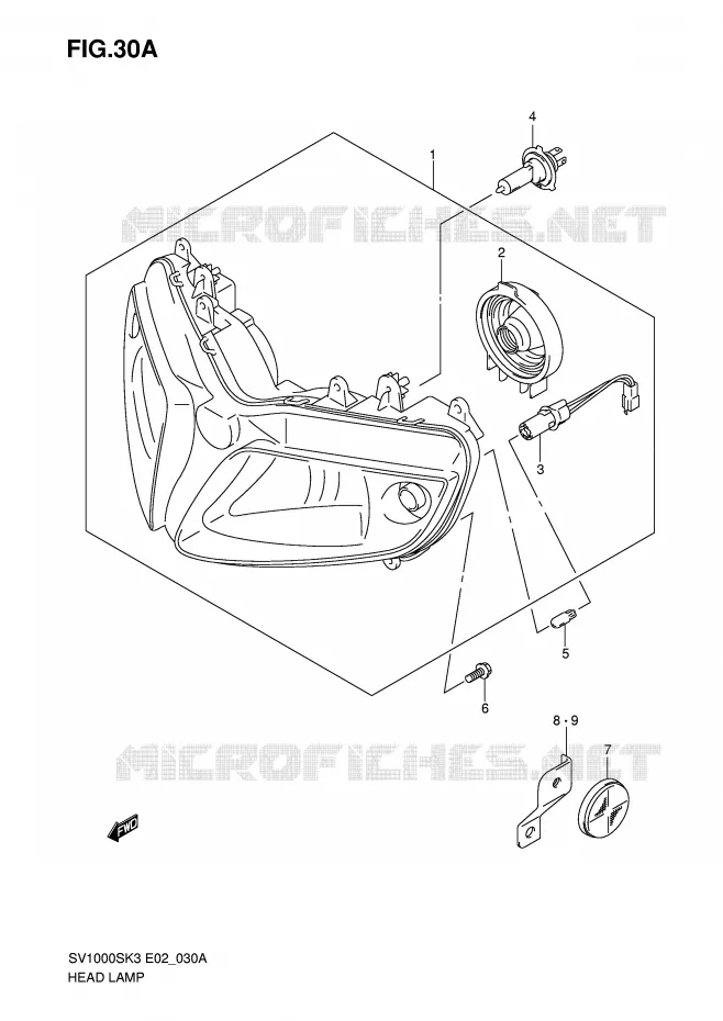 PHARE (SV1000S E24) Suzuki MOTO 1000 SV 2004  SV1000K4(E2)
