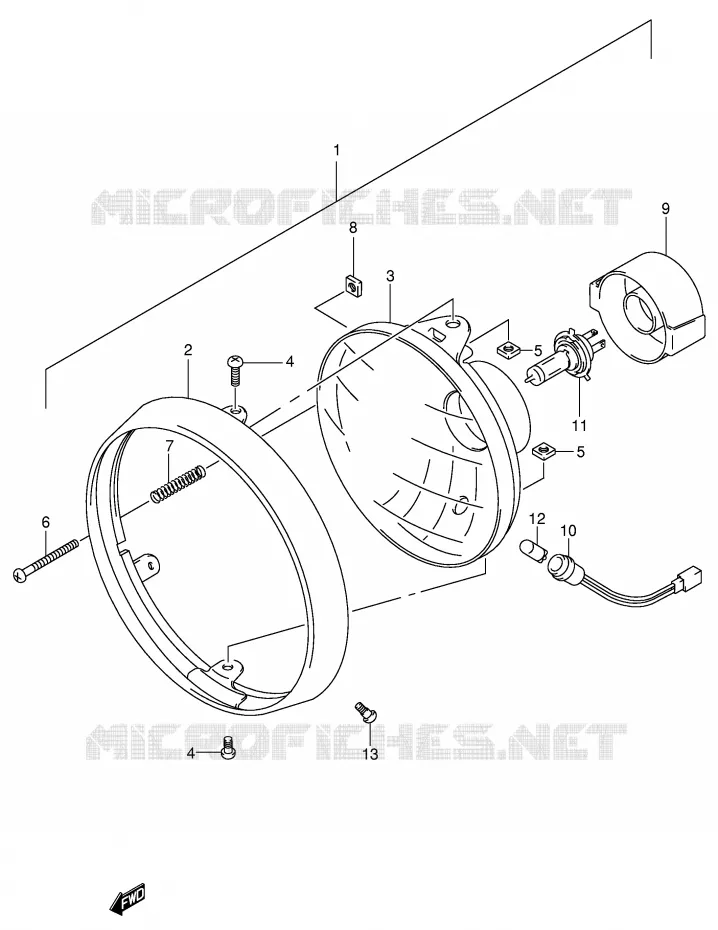PHARE (SV650X/UX/Y/UY/K1/UK1/K2/UK2) Suzuki MOTO 650 SV 2000  SV650UY(E2)