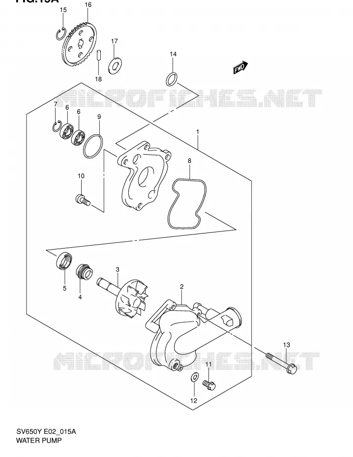 POMPE A EAU (MODELE K1/K2) Suzuki MOTO 650 SV 2000  SV650UY(E2)