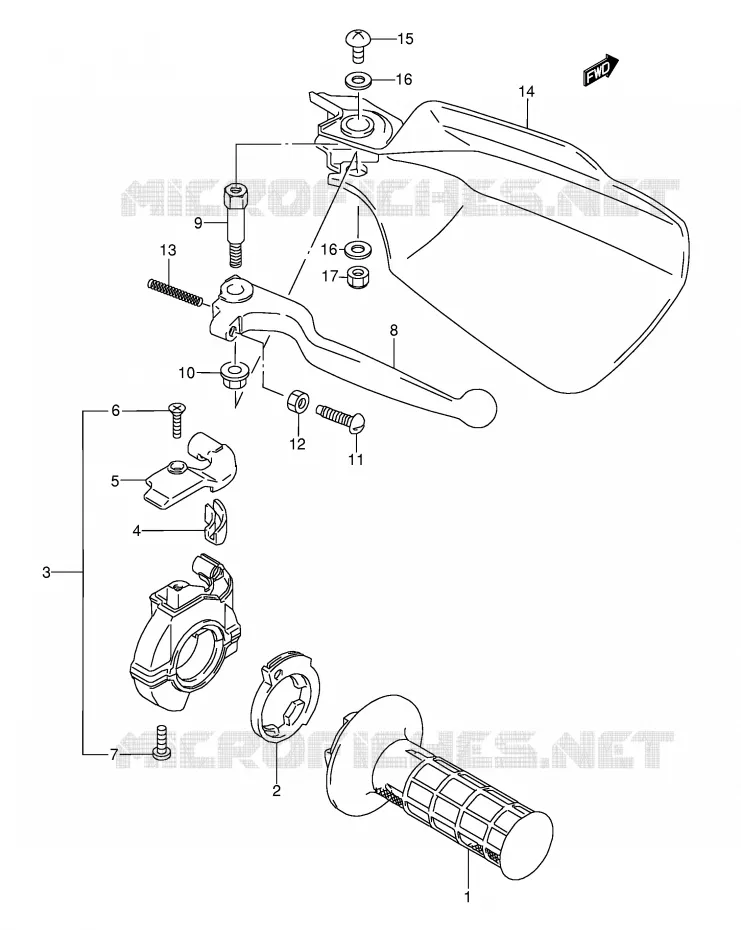 PROTEGE MAIN DROIT (MODELE K/L/M) Suzuki MOTO 250 RMX 1992  RMX250N(E1)