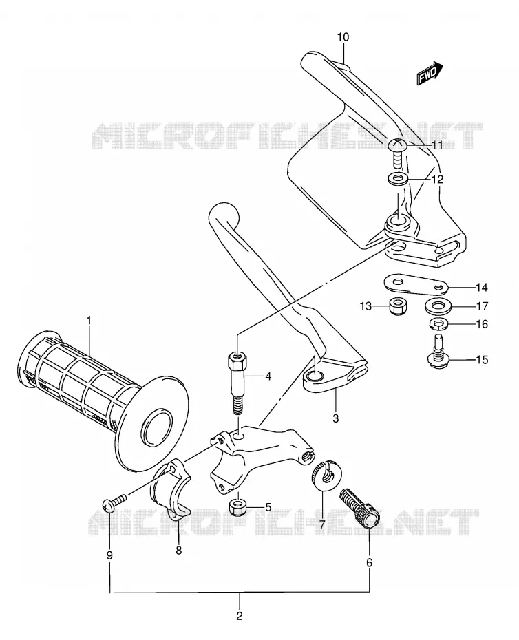 PROTEGE MAIN GAUCHE (MODELE K/L/M) Suzuki MOTO 250 RMX 1995  RMX250S(E1)