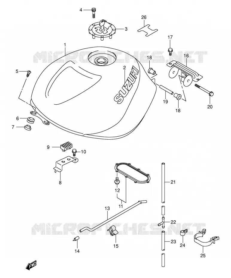 RESERVOIR D'ESSENCE (MODELE K1) Suzuki MOTO 1000 TL-R 2001  TL1000RK1(E2)