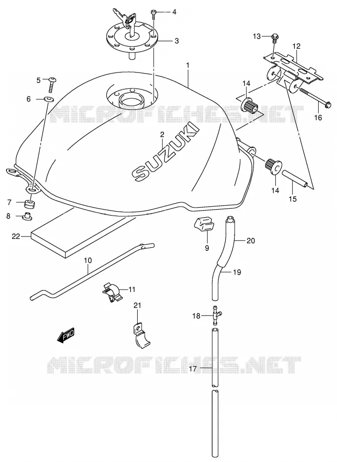RESERVOIR D'ESSENCE (MODELE K1) Suzuki MOTO 650 SV 2000  SV650Y(E2)