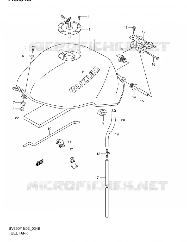 RESERVOIR D'ESSENCE (MODELE K2) Suzuki MOTO 650 SV-S 2001  SV650SUK1(E2)