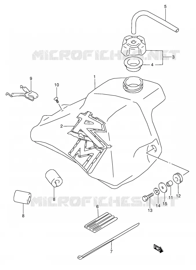 RESERVOIR D'ESSENCE (MODELE V) Suzuki MOTO 80 RM 1996  RM80T(E3/E28)