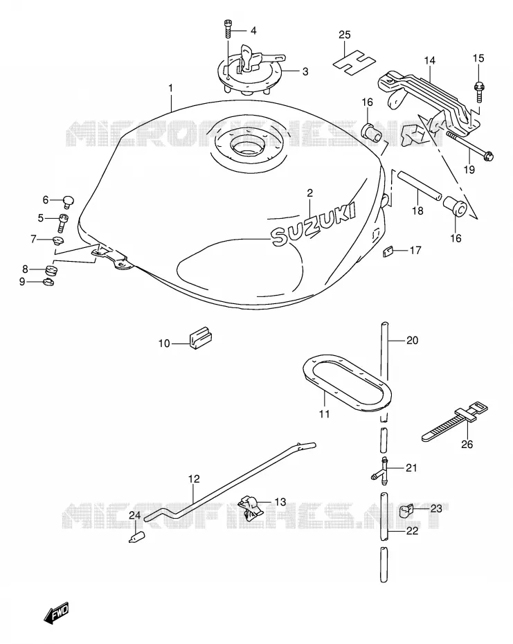 RESERVOIR D'ESSENCE (MODELE V/W) Suzuki MOTO 1000 TL-S 2000  TL1000SY(E2)