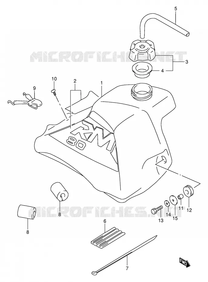 RESERVOIR D'ESSENCE (MODELE W) Suzuki MOTO 80 RM 1996  RM80T(E24)