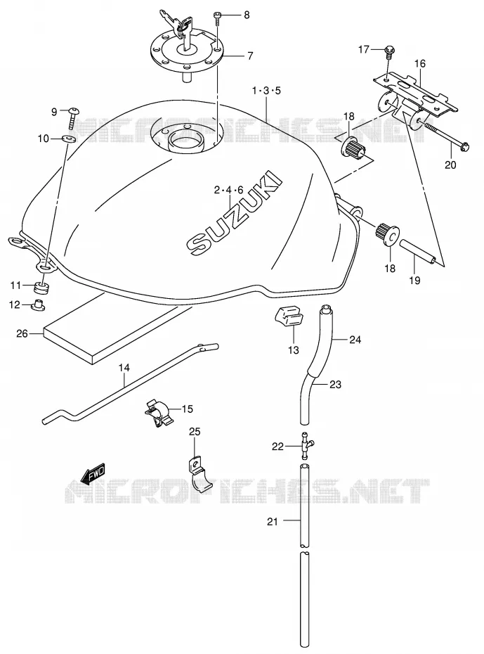 RESERVOIR D'ESSENCE (MODELE X/Y) Suzuki MOTO 650 SV 2000  SV650UY(E2)