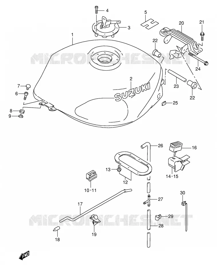 RESERVOIR D'ESSENCE (MODELE Y/K1) Suzuki MOTO 1000 TL-S 2000  TL1000SY(E2)