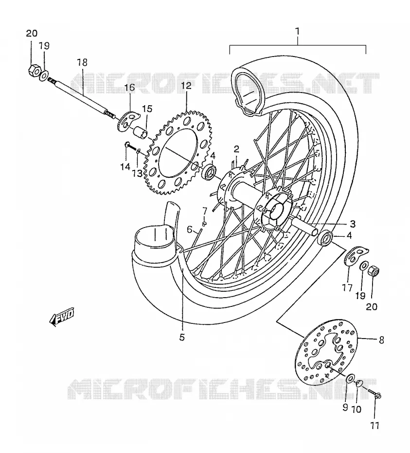 ROUE ARRIERE Suzuki MOTO 50 Autres-modeles 2001  SMX50K1