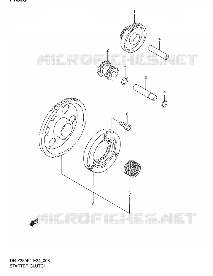 ROUE LIBRE DE DEMARREUR Suzuki MOTO 250 DR-Z 2002  DR-Z250K2(E24)
