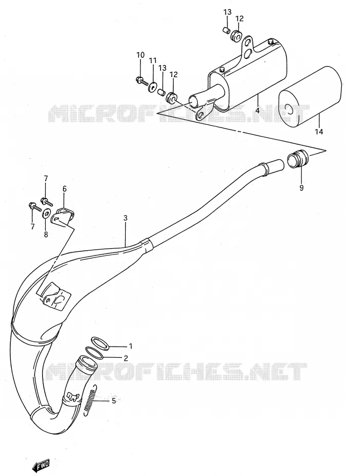 SILENCIEUX (MODELE K/L/M/N/P/R/S) Suzuki MOTO 80 RM 1987  RM80H(E28)