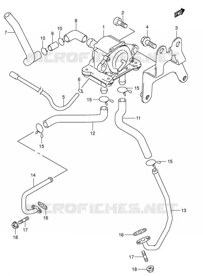 SYSTEME RECYCLAGE GAZ ECHAPPEMENT (E18) Suzuki MOTO 650 SV 1999  SV650UX(E2)