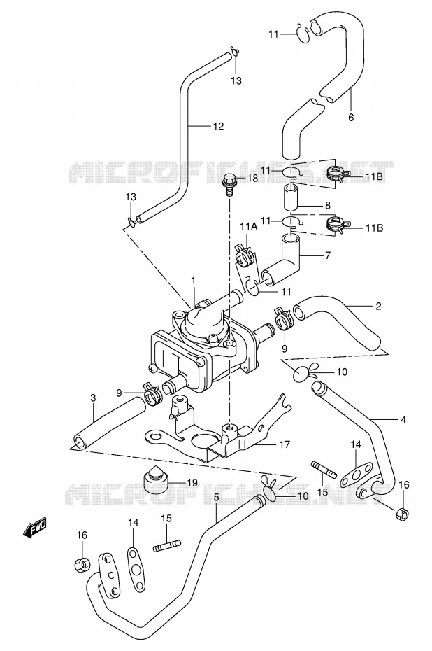 SYSTEME RECYCLAGE GAZ ECHAPPEMENT (MODELE V E18,E39) Suzuki MOTO 1000 TL-S 1998  TL1000SW(E2)