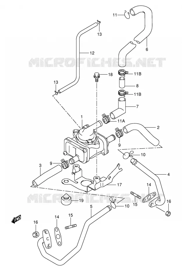 SYSTEME RECYCLAGE GAZ ECHAPPEMENT (MODELE W/X/Y/K1 E18,E22) Suzuki MOTO 1000 TL-S 2000  TL1000SY(E2)