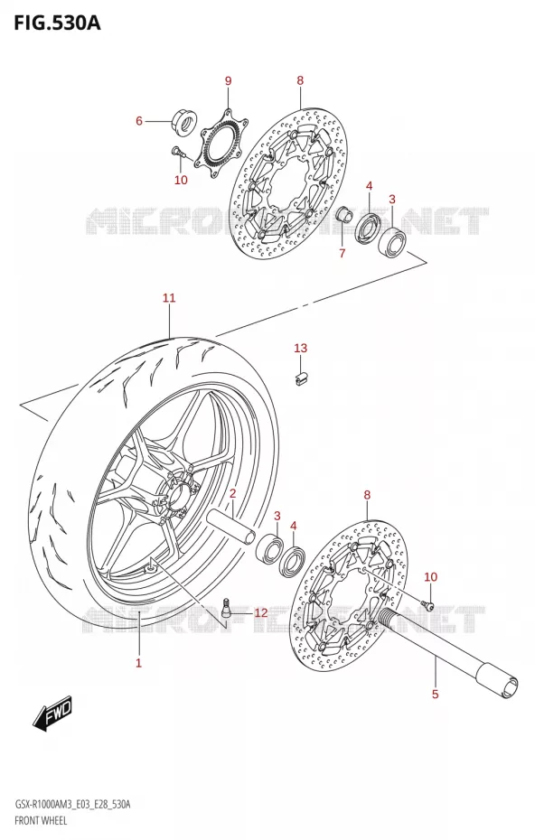 ROUE AVANT (GSX-R1000A) Suzuki MOTO 1000 GSX-R 2023  GSX-R1000A / GSX-R1000RA / GSX-R1000RZA M3 (E03 E33 E28)
