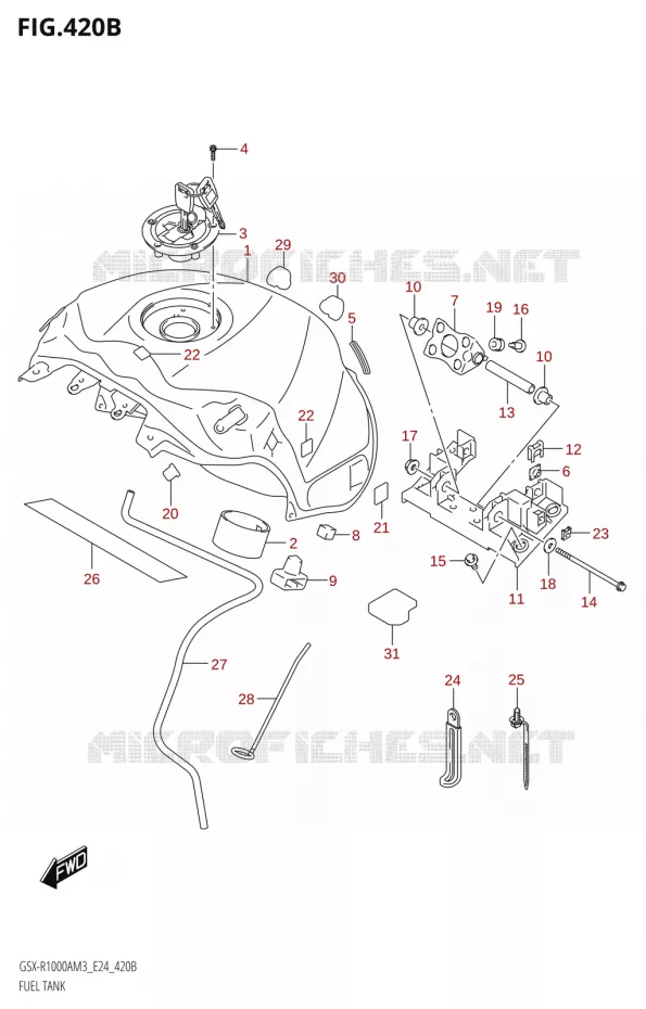 RESERVOIR D'ESSENCE (GSX-R1000A) Suzuki MOTO 1000 GSX-R 2023  GSX-R1000A / GSX-R1000RA / GSX-R1000RZA M3 (E24)
