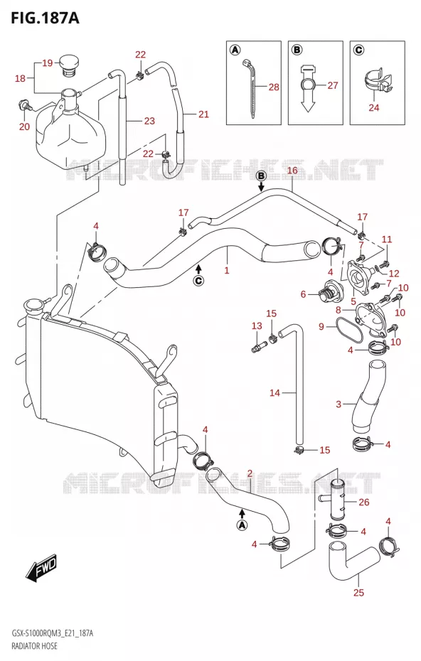 DURITES DE RADIATEUR - VASE D'EXPANSION Suzuki MOTO 1000 GSX-S 2023  GSX-S1000RQ  M3 (E21)
