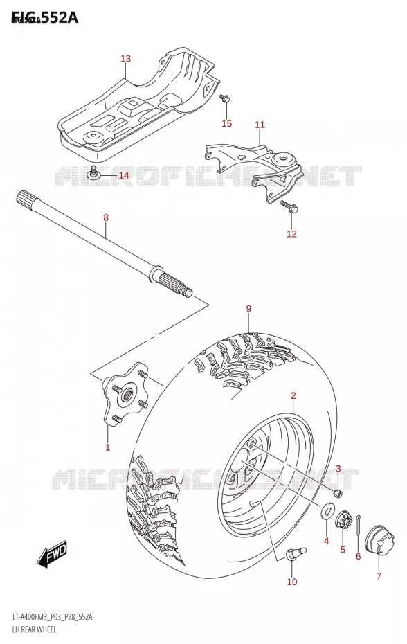 ROUE ARRIERE GAUCHE (LT-A400F) Suzuki QUAD 400 KINGQUAD 2023  LT-A400F M3 (P03)