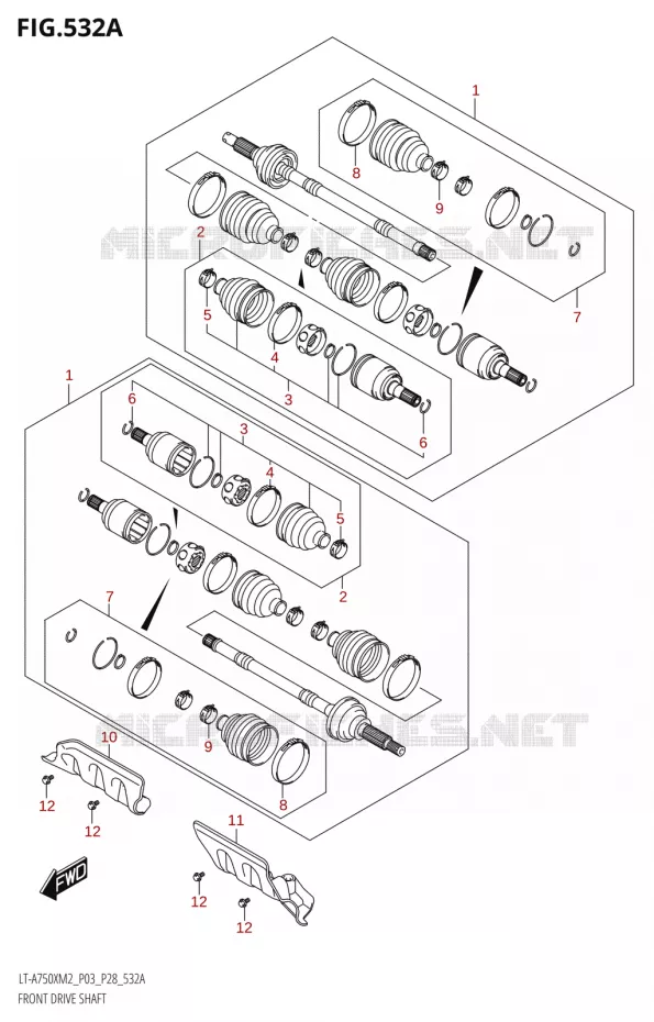 CARDAN AVANT Suzuki QUAD 750 KINGQUAD 2022  LT-A750XP M2 (P03 / P28 /P33)