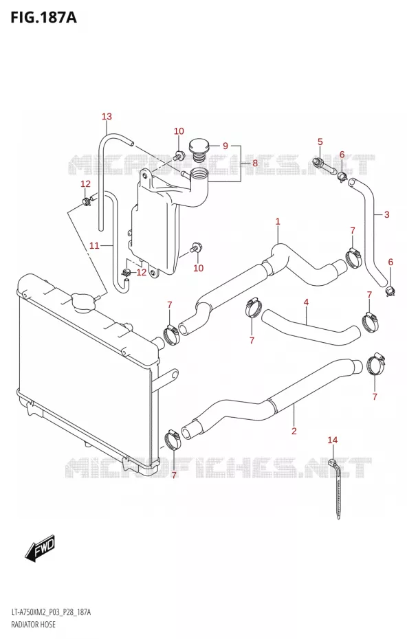 DURITES DE RADIATEUR - VASE D'EXPANSION Suzuki QUAD 750 KINGQUAD 2022  LT-A750XP M2 (P03 / P28 /P33)