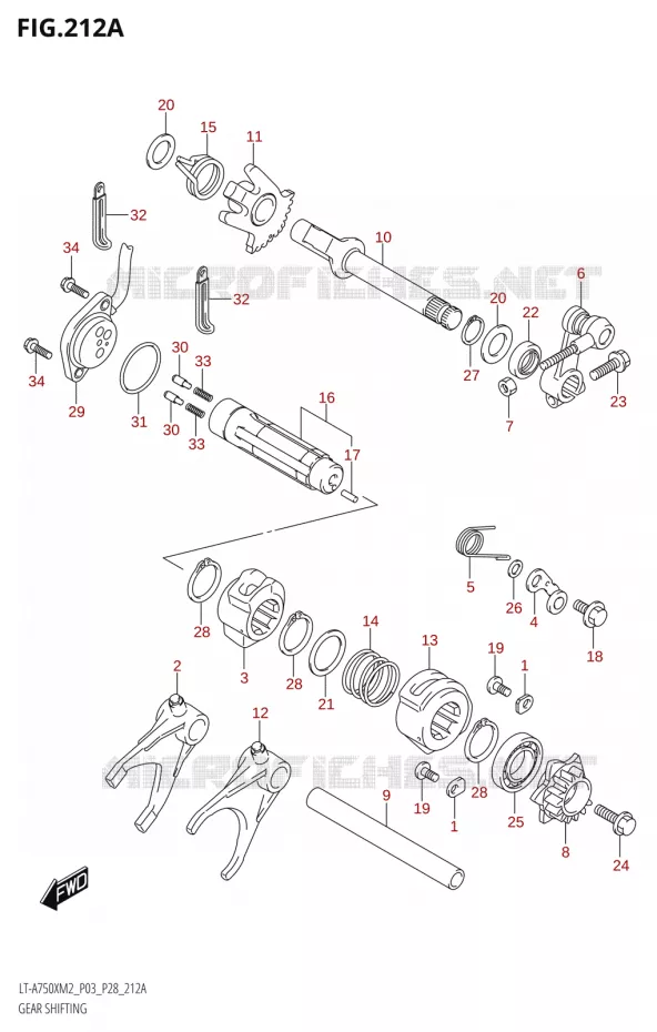 ENSEMBLE DE SELECTION DE VITESSES Suzuki QUAD 750 KINGQUAD 2022  LT-A750XP M2 (P03 / P28 /P33)