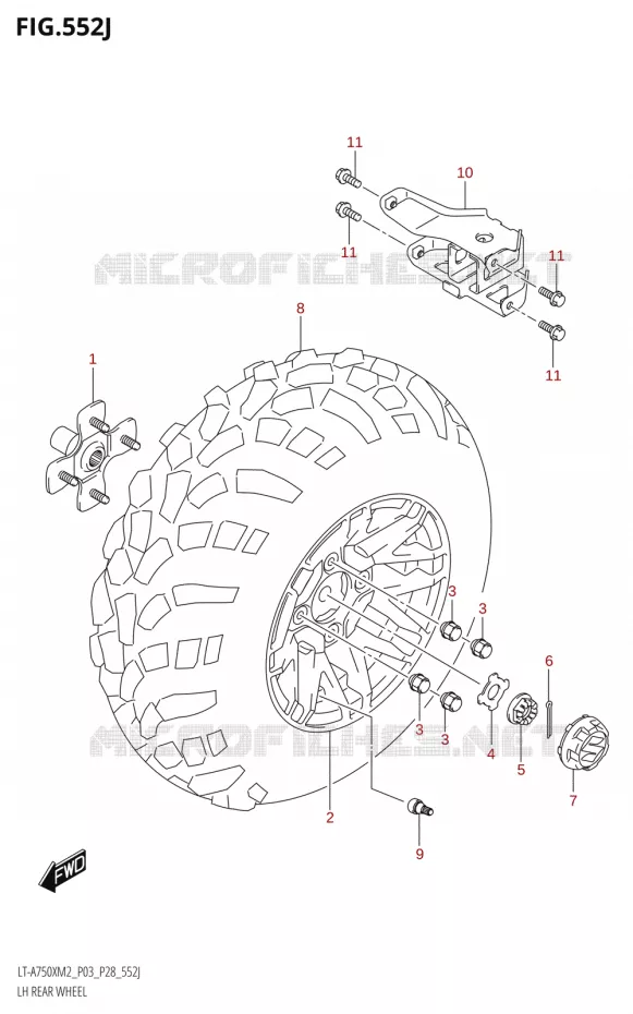 ROUE ARRIERE GAUCHE (LT-A750XPZ:M2:P33) Suzuki QUAD 750 KINGQUAD 2022  LT-A750XP M2 (P03 / P28 /P33)