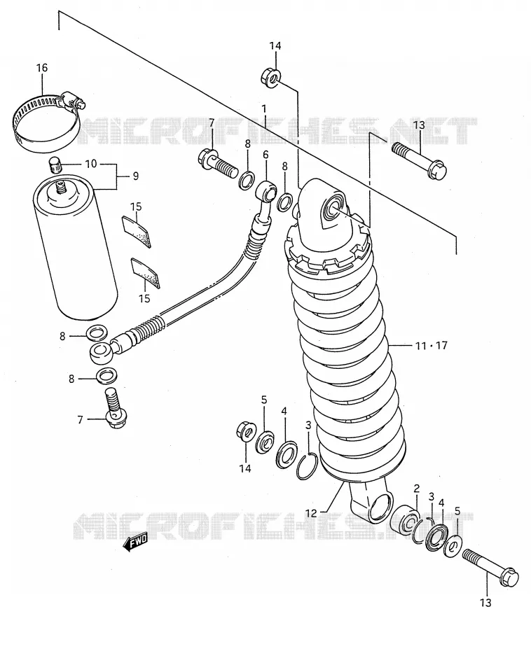 AMORTISSEUR ARRIERE (MODELE H/J) Suzuki MOTO 80 RM 1988  RM80J(E28)