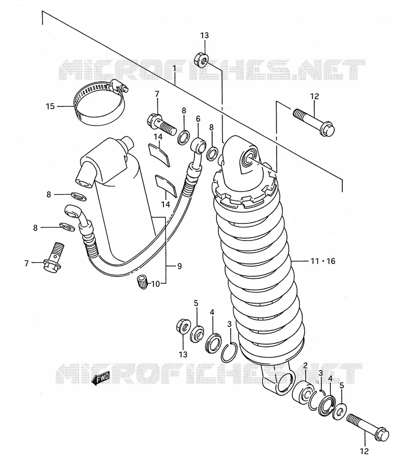 AMORTISSEUR ARRIERE (MODELE K) Suzuki MOTO 80 RM 1987  RM80H(E28)
