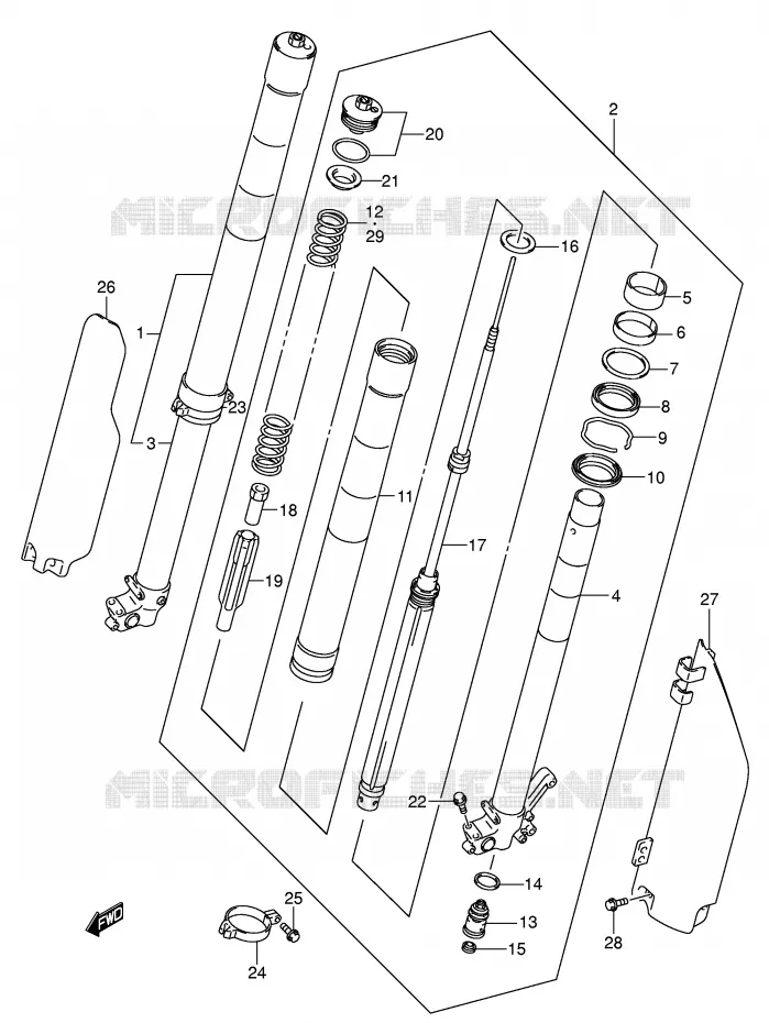 AMORTISSEUR AVANT (MODELE K1) Suzuki MOTO 250 RM 2006  RM250ZK6(E3/E28)