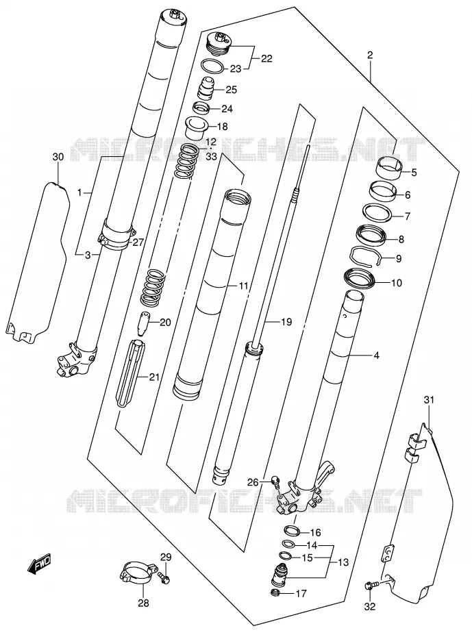 AMORTISSEUR AVANT (MODELE K3) Suzuki MOTO 250 RM 2006  RM250ZK6(E3/E28)